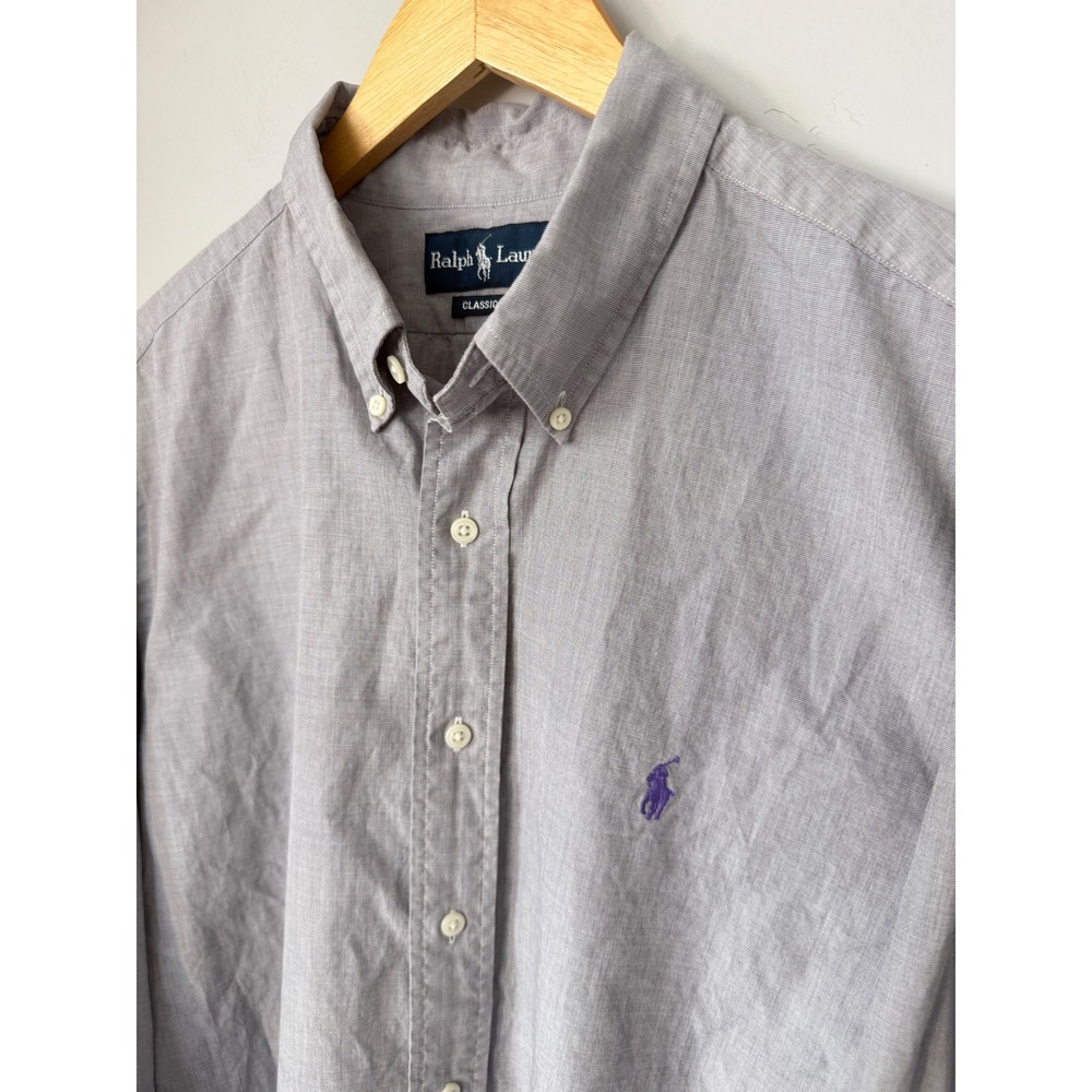 Ralph Lauren Mens Size XL Classic Fit Purple Pony Button Down Long Sleeve Shirt